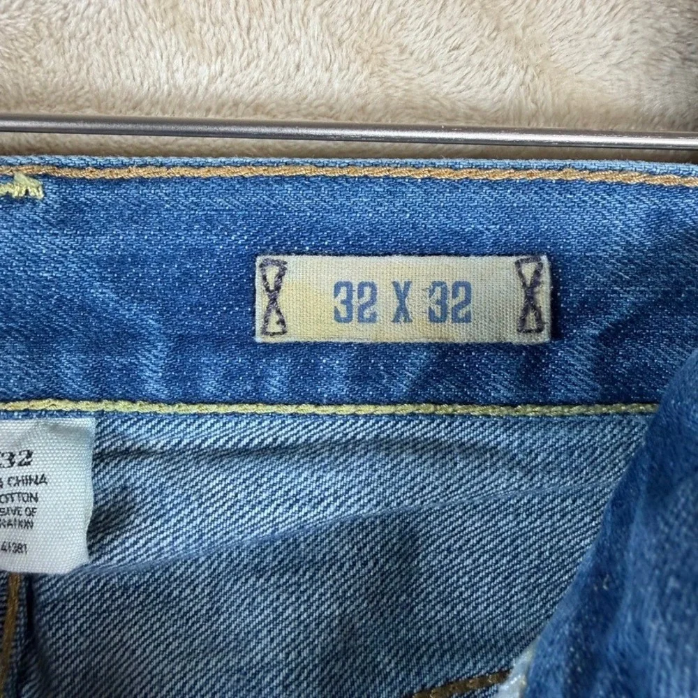 Polo Ralph Lauren Vintage 67 Mens Straight Leg Blue Denim Jeans 32x32 Raw Hem